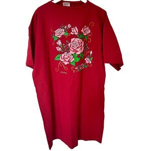 Vintage Florida Y2K Floral Graphic Print Single Stitch Long Tshirt Dress OSFA